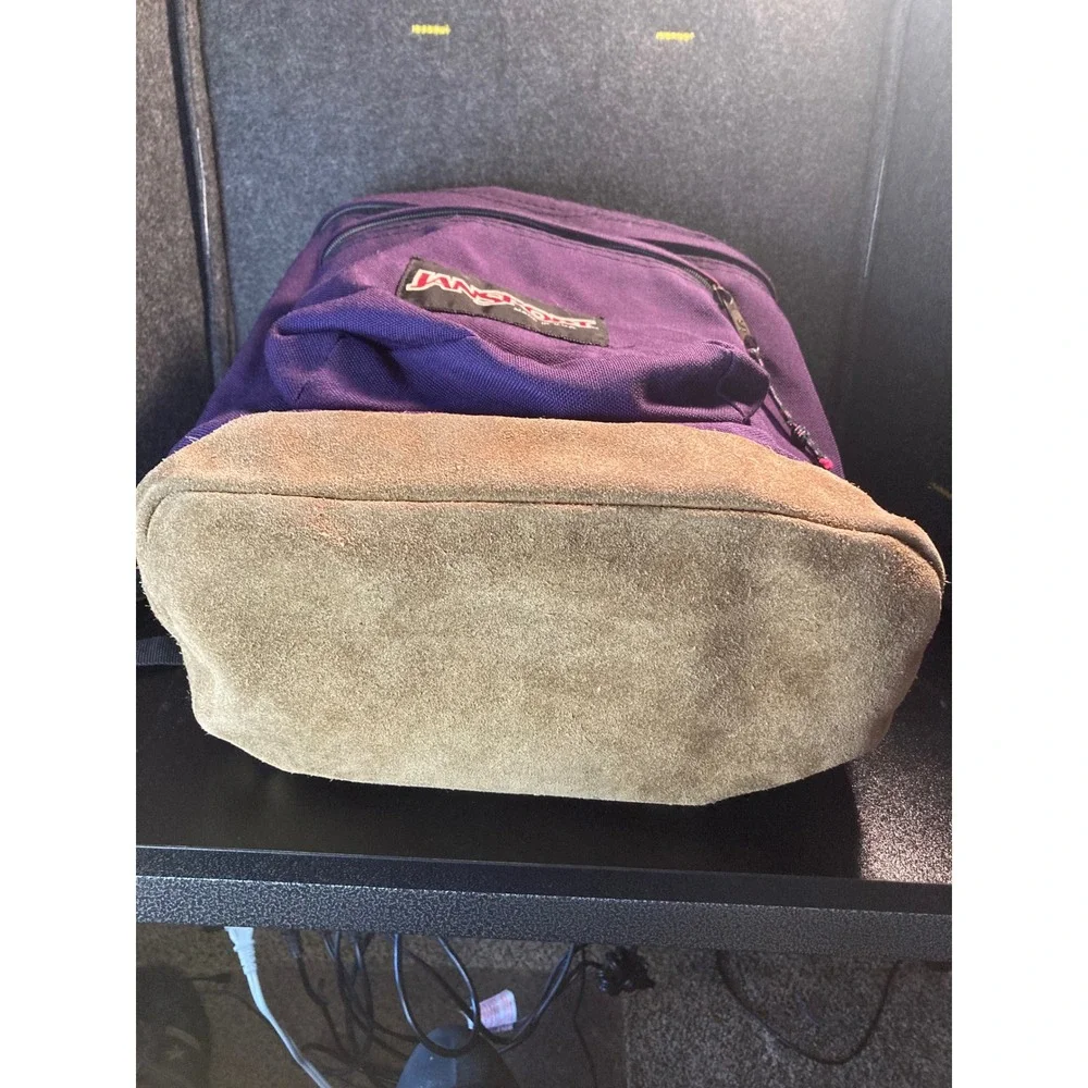 Vintage Jansport Purple Canvas Day‎ Pack Backpack Front Pocket Made in USA